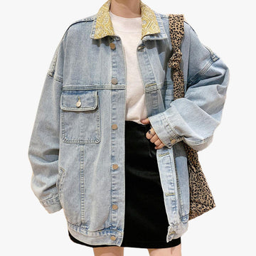 Double Collar Retro Denim Jacket - Aesthetic Clothes Shop Double Collar Retro Denim Jacket - Aesthetic Clothes Shop