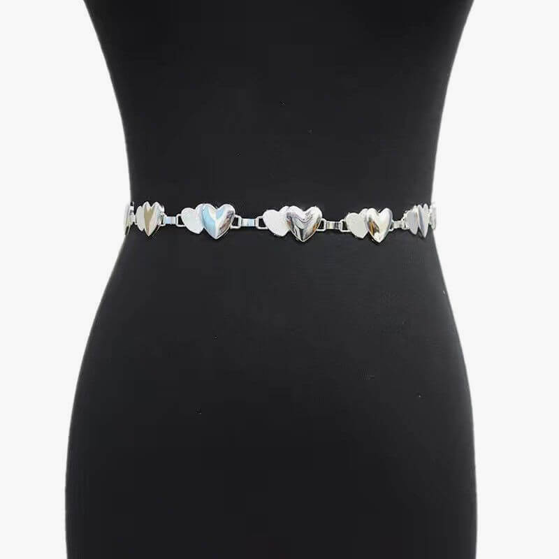 Double Heart Aesthetic Chain Belt Double Heart Aesthetic Chain Belt