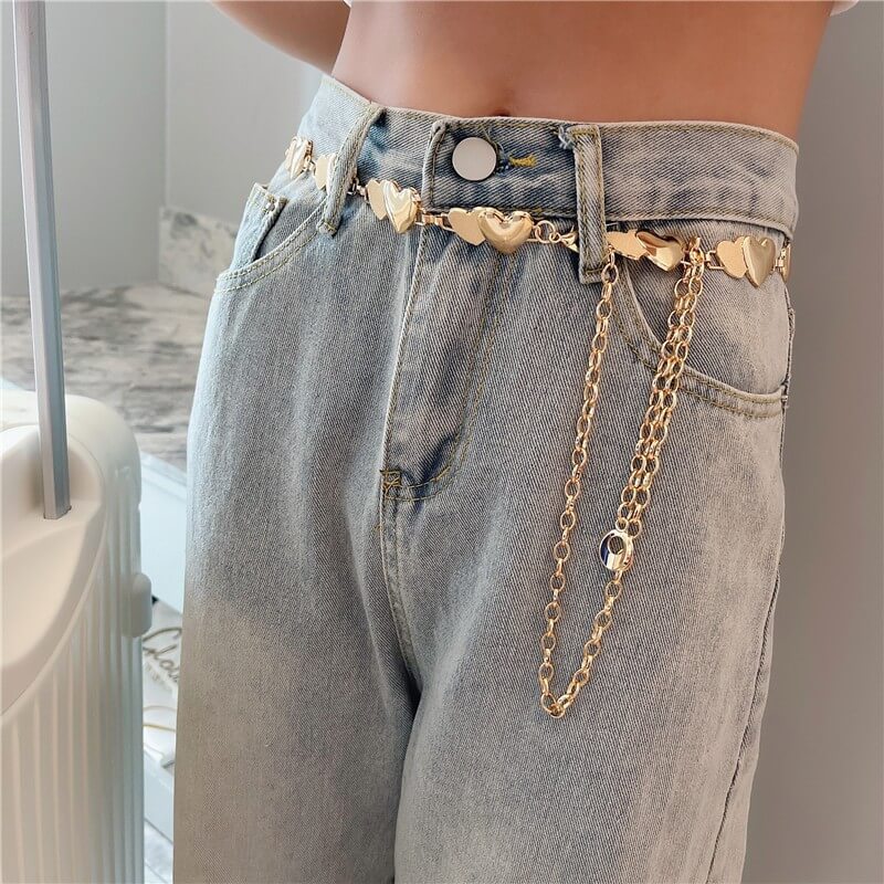 Double Heart Aesthetic Chain Belt Double Heart Aesthetic Chain Belt