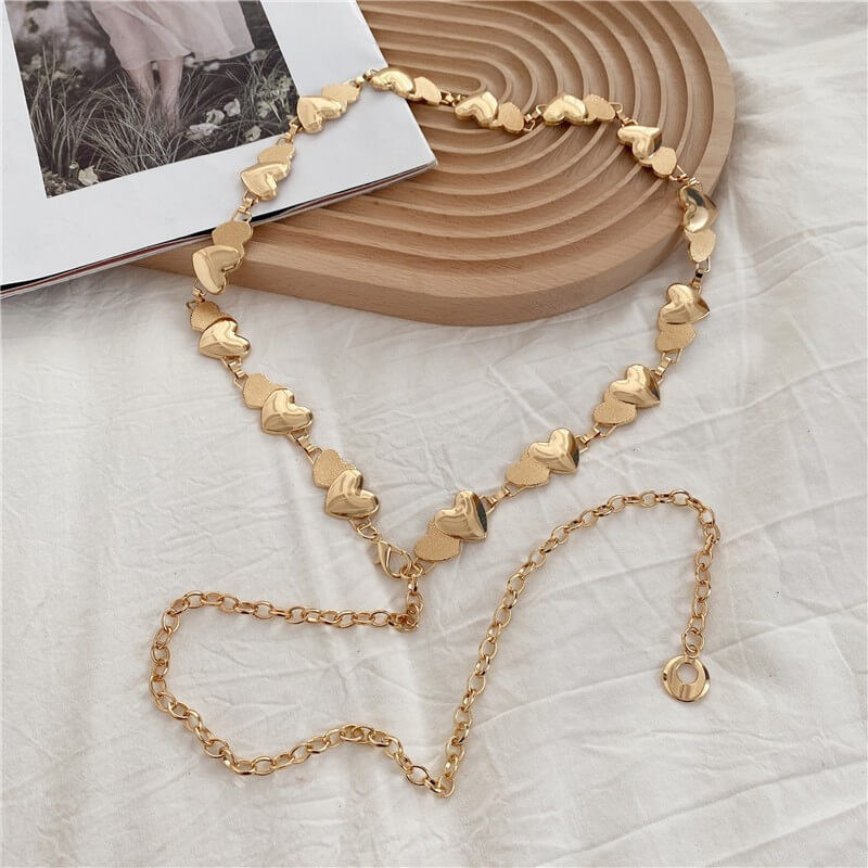 Double Heart Aesthetic Chain Belt Double Heart Aesthetic Chain Belt