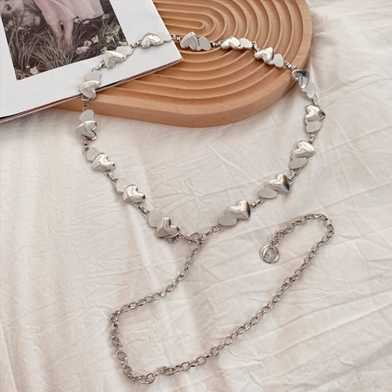 Double Heart Aesthetic Chain Belt Double Heart Aesthetic Chain Belt