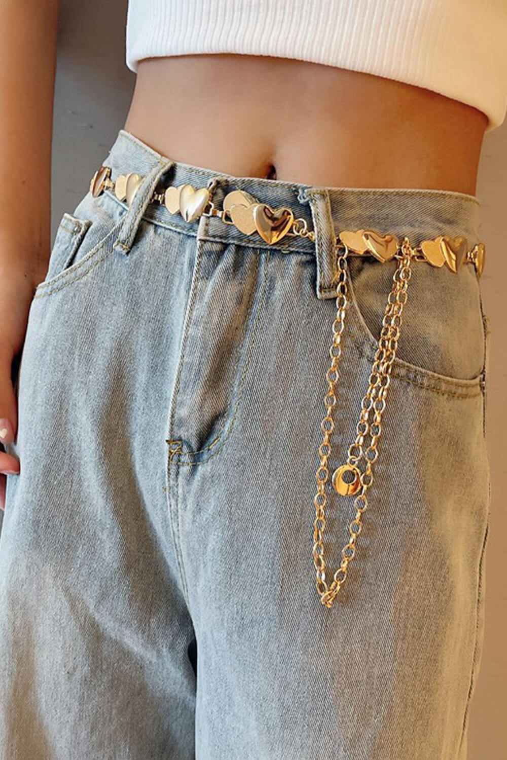 Double Heart Aesthetic Chain Belt Double Heart Aesthetic Chain Belt