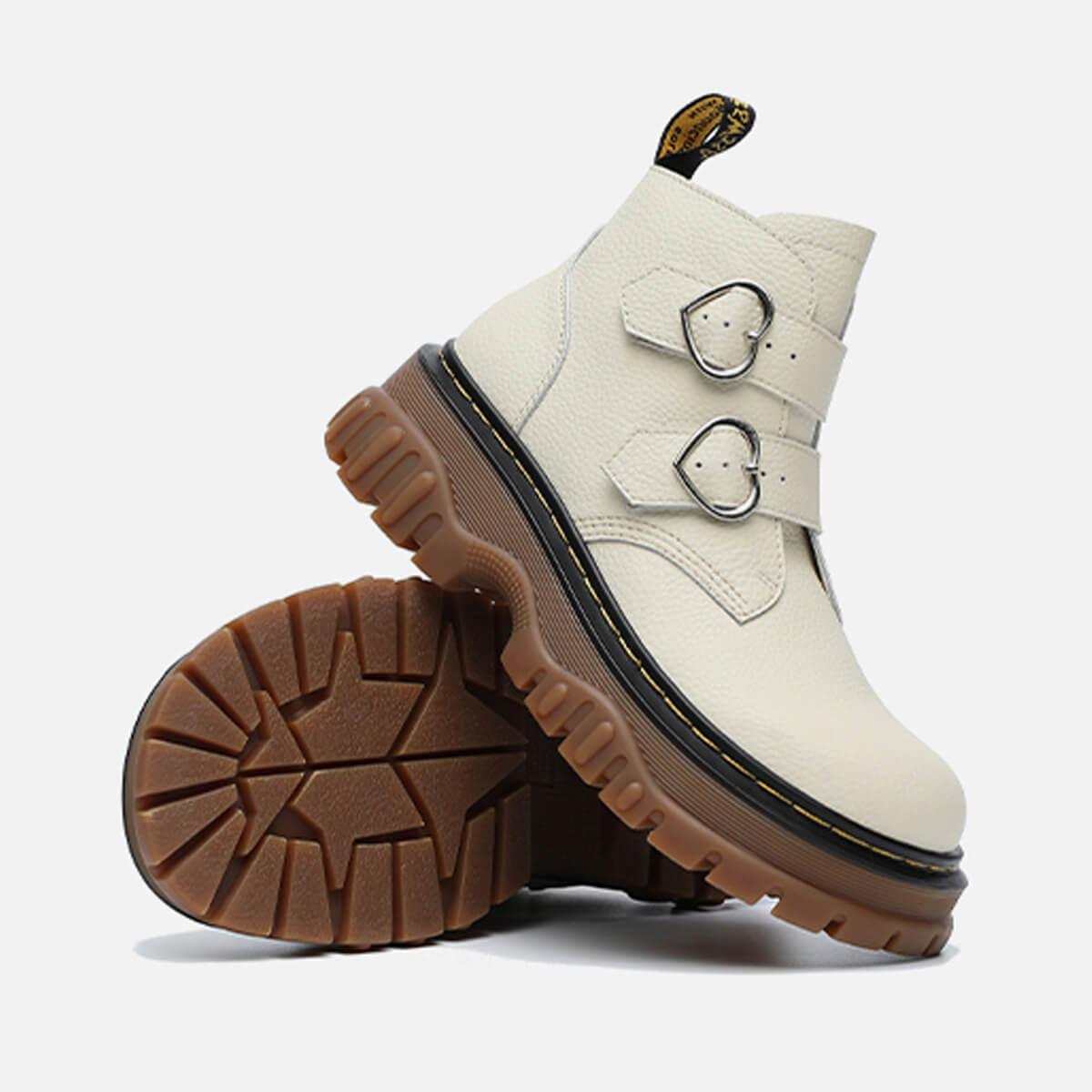 Double Heart Buckle Aesthetic Platform Boots - Aesthetic Clothes Shop Double Heart Buckle Aesthetic Platform Boots - Aesthetic Clothes Shop