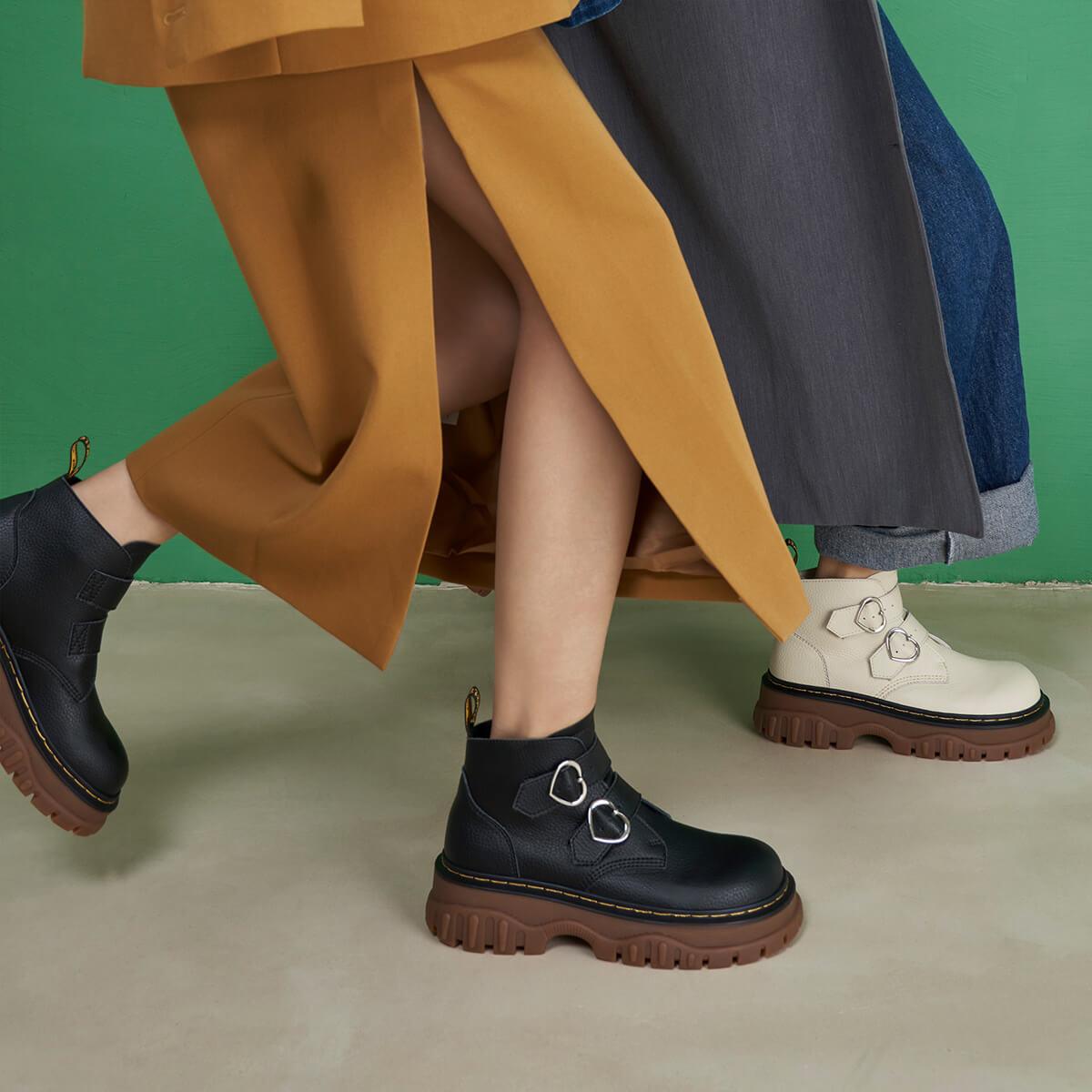 Double Heart Buckle Aesthetic Platform Boots - Aesthetic Clothes Shop Double Heart Buckle Aesthetic Platform Boots - Aesthetic Clothes Shop