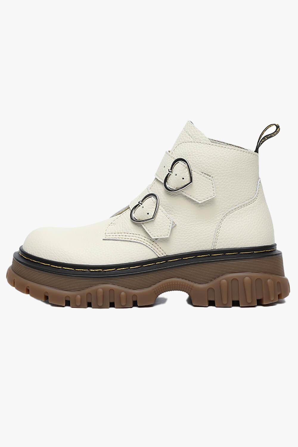 Double Heart Buckle Aesthetic Platform Boots - Aesthetic Clothes Shop Double Heart Buckle Aesthetic Platform Boots - Aesthetic Clothes Shop