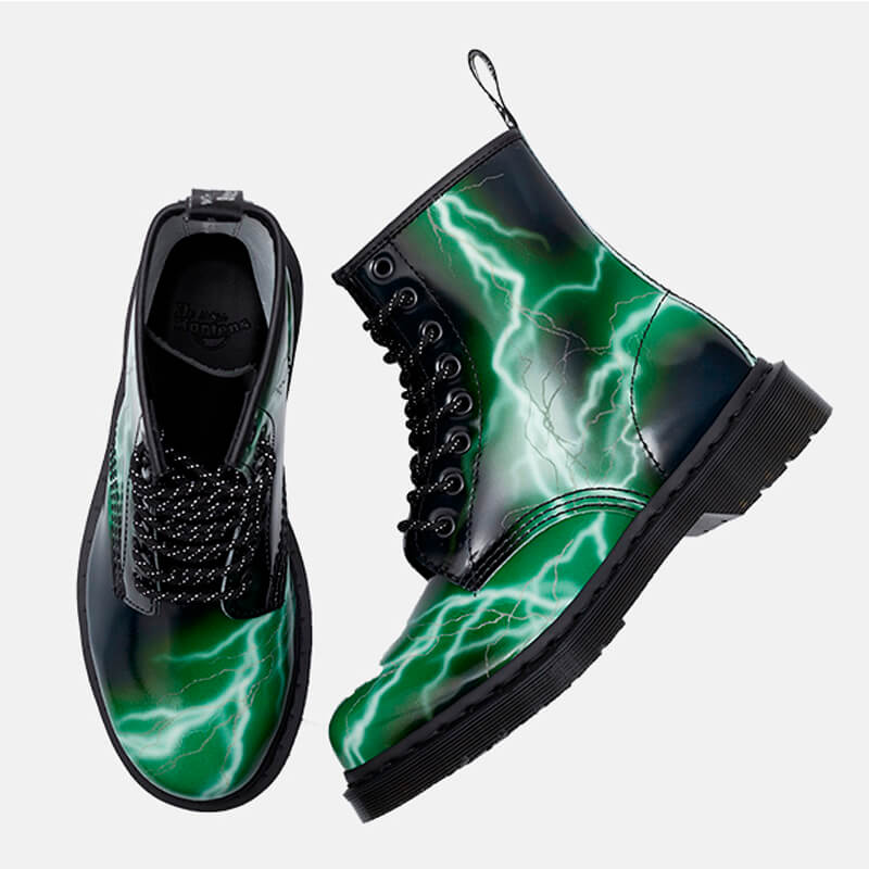Dr Martens Green Lightning Boots