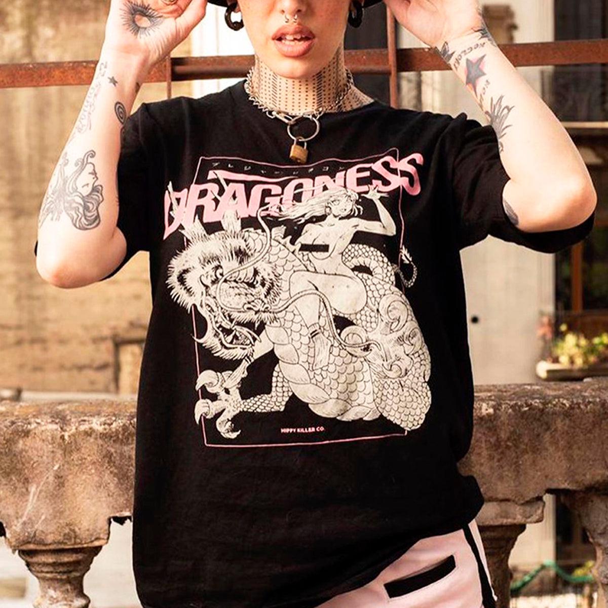 Dragoness Retro Anime T-Shirt - Aesthetic Clothes Shop Dragoness Retro Anime T-Shirt - Aesthetic Clothes Shop