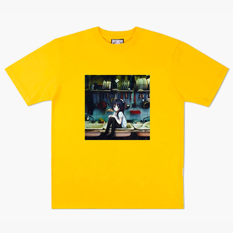 Dullcore Anime Girl in a Dirty Kitchen Sink T-Shirt Dullcore Anime Girl in a Dirty Kitchen Sink T-Shirt