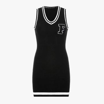 F Letter College Style Knit Dress - Aesthetic Clothes Shop F Letter College Style Knit Dress - Aesthetic Clothes Shop