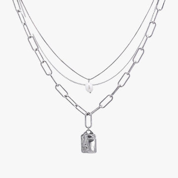 Face Tag Three Layer Chain Necklace - Aesthetic Clothes Shop Face Tag Three Layer Chain Necklace - Aesthetic Clothes Shop