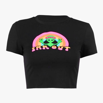 Far Out Crop Top Alien Aesthetic - Aesthetic Clothes Shop Far Out Crop Top Alien Aesthetic - Aesthetic Clothes Shop