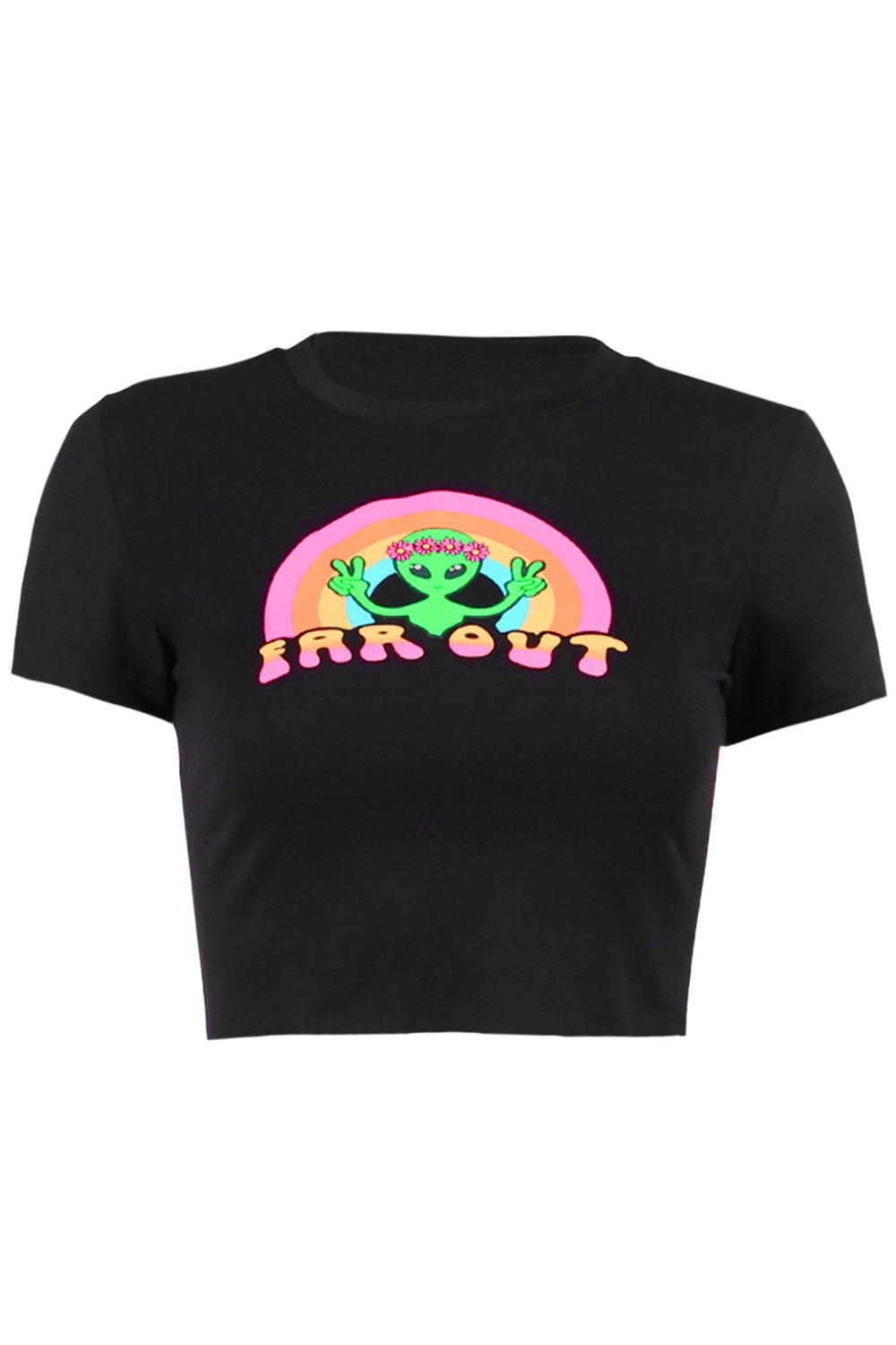Far Out Crop Top Alien Aesthetic - Aesthetic Clothes Shop Far Out Crop Top Alien Aesthetic - Aesthetic Clothes Shop