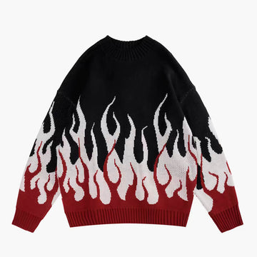 Fire Flame Leaks Graphic Knitted Sweater Fire Flame Leaks Graphic Knitted Sweater