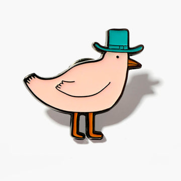 Gentlemen Bird Wearing a Hat Enamel Pin Brooch Gentlemen Bird Wearing a Hat Enamel Pin Brooch