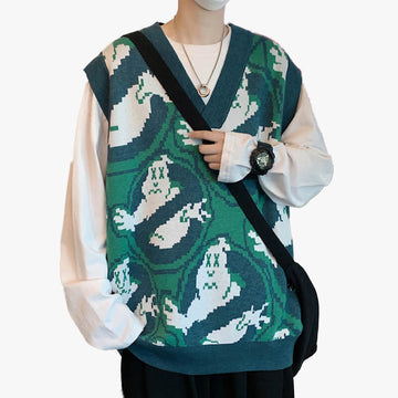 Ghost Busters Aesthetic Knitted Vest Ghost Busters Aesthetic Knitted Vest