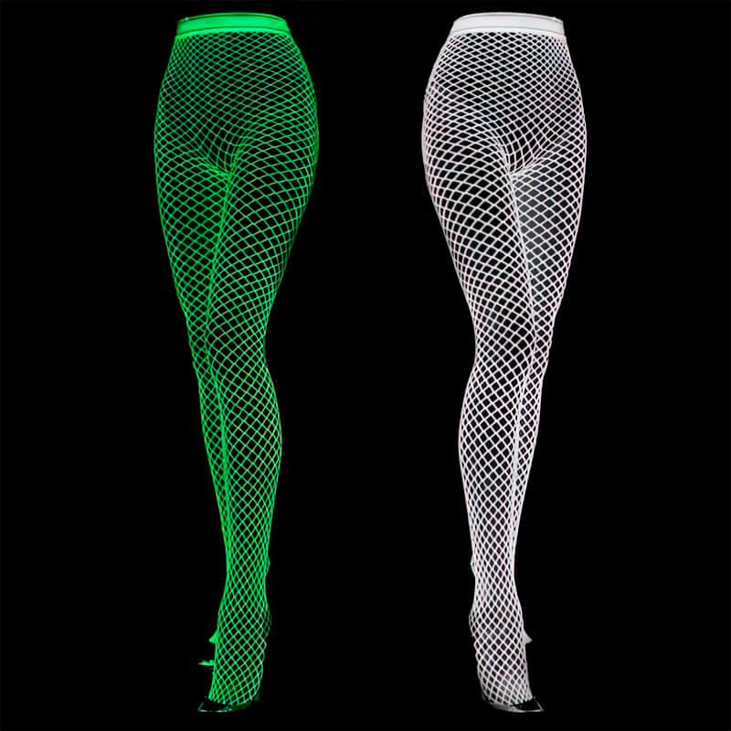 Neon Pink Green Yellow Red White Fishnet Tights Pantyhose Fancy Dress Party