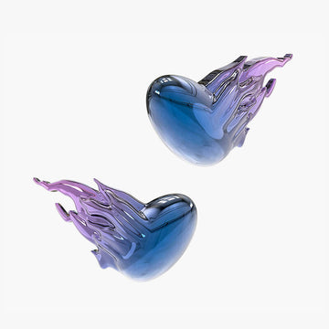 Gradient Blue Flame Heart Ear Clip Earrings Gradient Blue Flame Heart Ear Clip Earrings