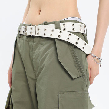 Grunge Aesthetic Star Rivets White Belt Grunge Aesthetic Star Rivets White Belt