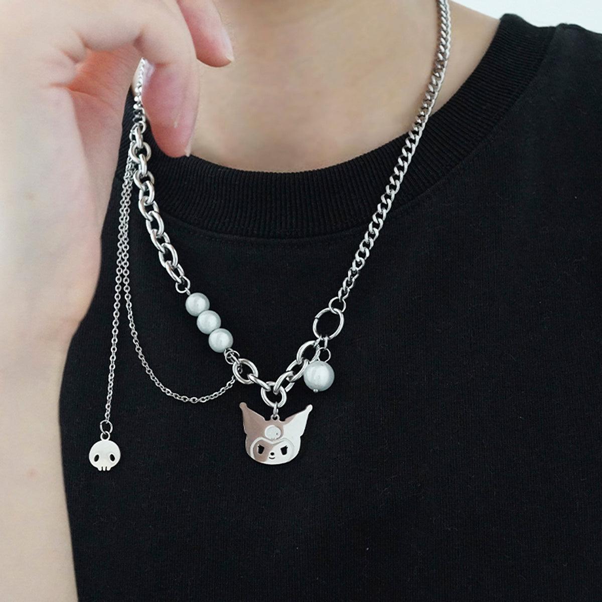 Grunge Kuromi Chain Necklace - Aesthetic Clothes Shop