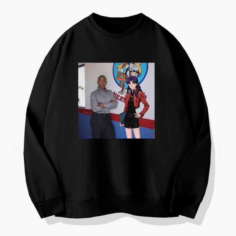 Gus Fring and Misato Katsuragi Sweatshirt Breaking Bad Gus Fring and Misato Katsuragi Sweatshirt Breaking Bad