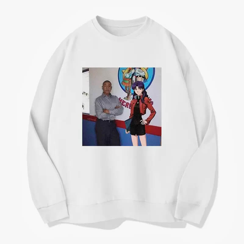 Gus Fring and Misato Katsuragi Sweatshirt Breaking Bad Gus Fring and Misato Katsuragi Sweatshirt Breaking Bad