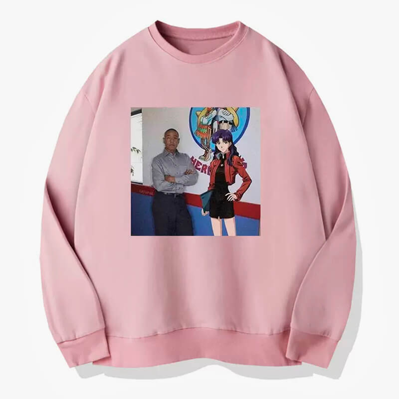 Gus Fring and Misato Katsuragi Sweatshirt Breaking Bad Gus Fring and Misato Katsuragi Sweatshirt Breaking Bad