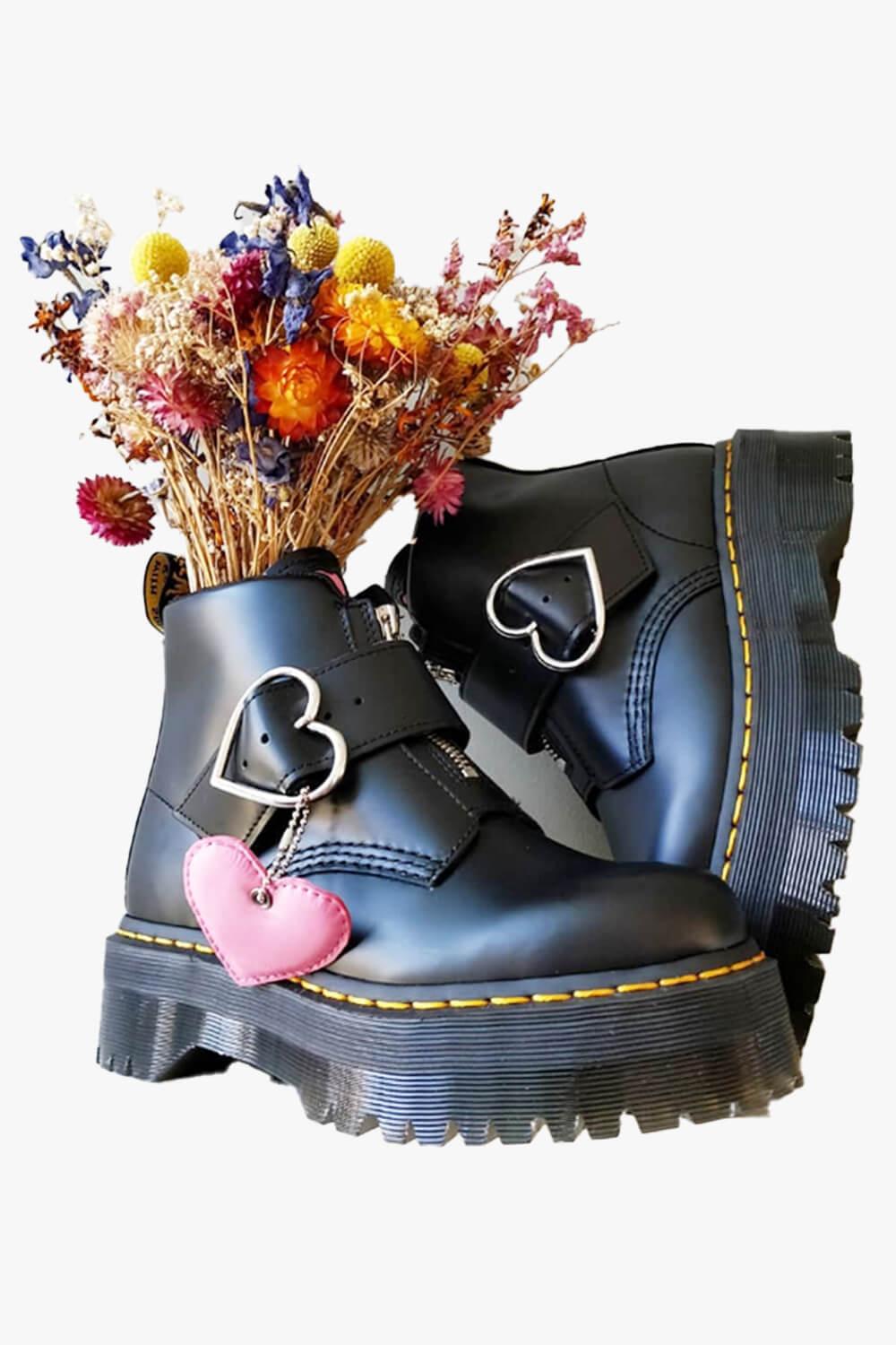 Heart Buckle Aesthetic Martens Boots - Aesthetic Clothes Shop