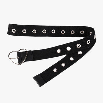 Heart Buckle Rivets Black Belt