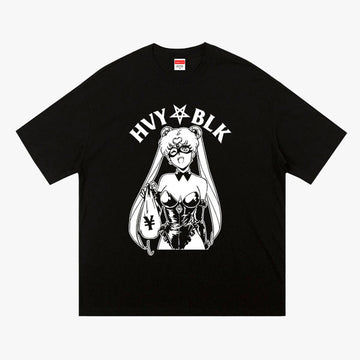 Heavy Black Heist Sailor Moon T-Shirt - Aesthetic Clothes Shop Heavy Black Heist Sailor Moon T-Shirt - Aesthetic Clothes Shop