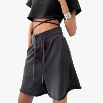 High Waist Gray Loose Sweat Shorts High Waist Gray Loose Sweat Shorts