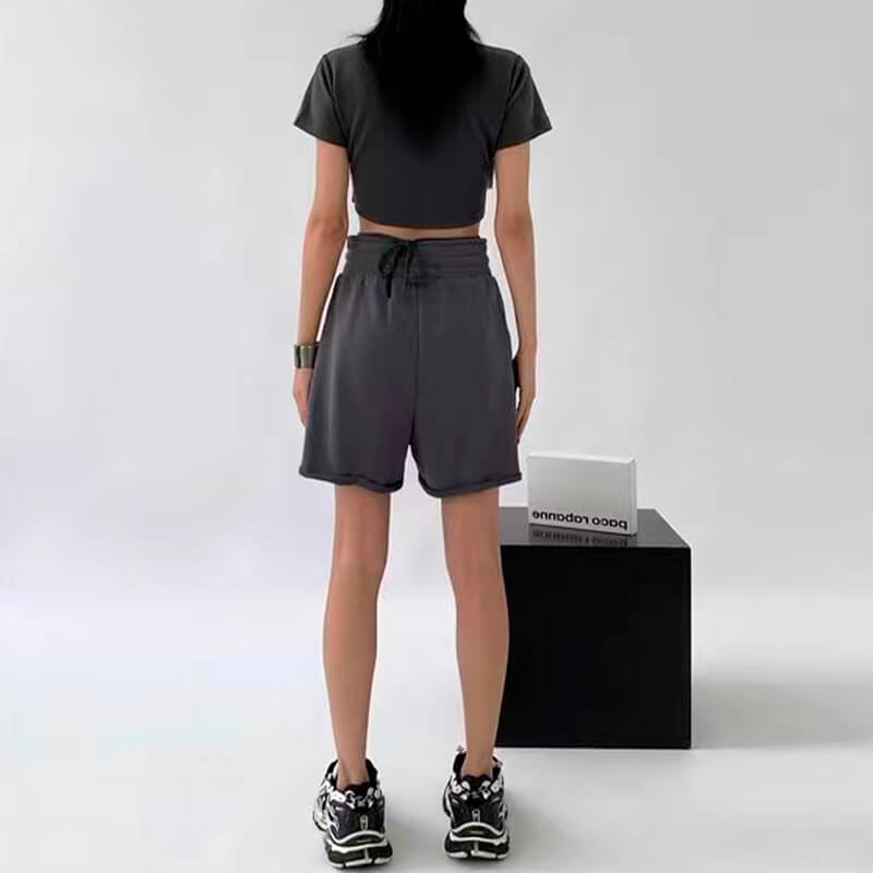 High Waist Gray Loose Sweat Shorts High Waist Gray Loose Sweat Shorts