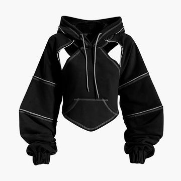 Hip-Hop Aesthetic Hoodie Stacked Contrast Seams Hip-Hop Aesthetic Hoodie Stacked Contrast Seams