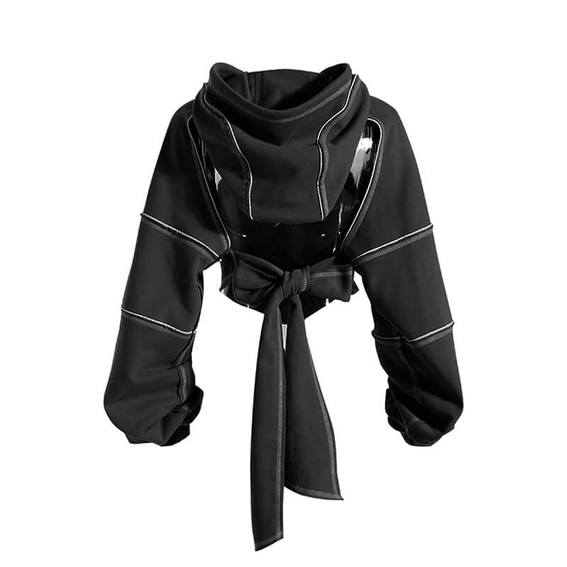 Hip-Hop Aesthetic Hoodie Stacked Contrast Seams Hip-Hop Aesthetic Hoodie Stacked Contrast Seams
