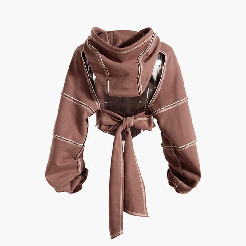 Hip-Hop Aesthetic Hoodie Stacked Contrast Seams Hip-Hop Aesthetic Hoodie Stacked Contrast Seams