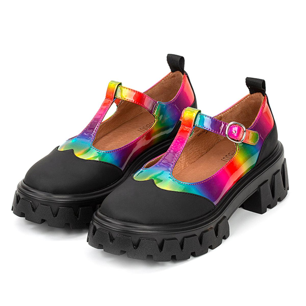 Holo Rainbow Platform Shoes Kidcore Aesthetic - Aesthetic Clothes Shop Holo Rainbow Platform Shoes Kidcore Aesthetic - Aesthetic Clothes Shop