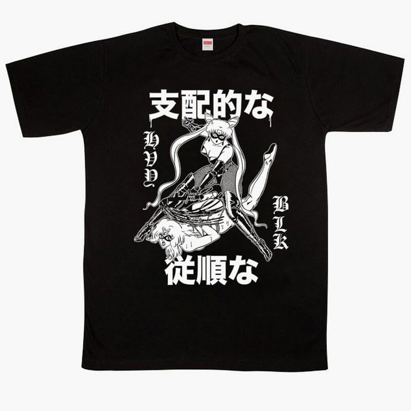 HVY BLK Dark Sailor Moon T-Shirt Bondagecore HVY BLK Dark Sailor Moon T-Shirt Bondagecore