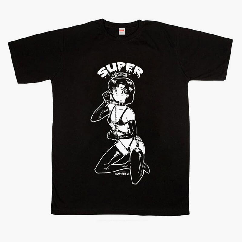 HVY BLK Sailor Mercury Horny Cat T-Shirt Hot Animecore HVY BLK Sailor Mercury Horny Cat T-Shirt Hot Animecore