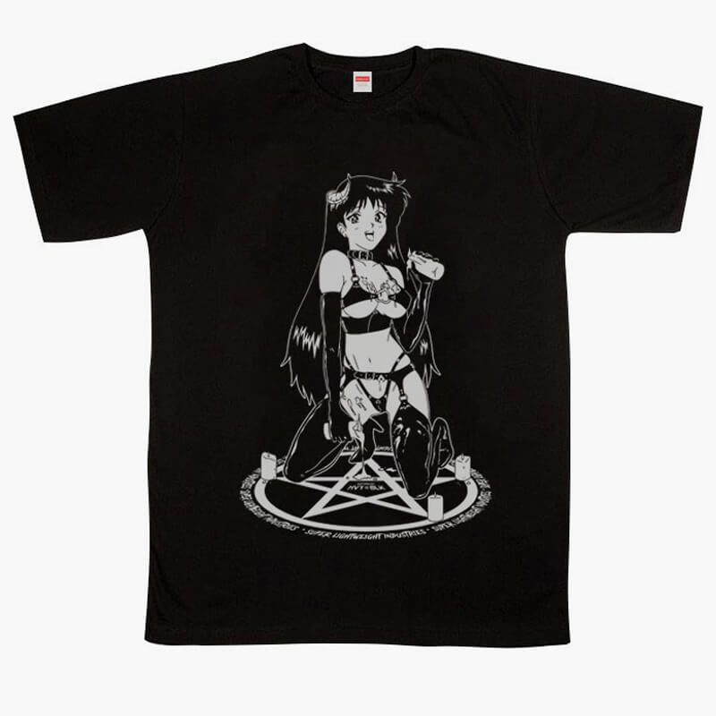 HVY BLK Succubus Anime Girl With Wax T-Shirt Nymphcore HVY BLK Succubus Anime Girl With Wax T-Shirt Nymphcore