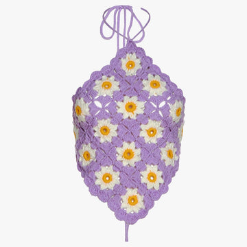 Indie Daisy Knit Halter Neck Crop Top - Aesthetic Clothes Shop Indie Daisy Knit Halter Neck Crop Top - Aesthetic Clothes Shop