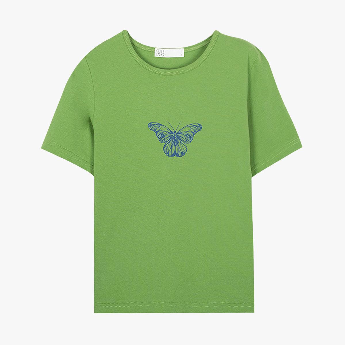 Indie Green Butterfly T-Shirt • Aesthetic Clothes Shop