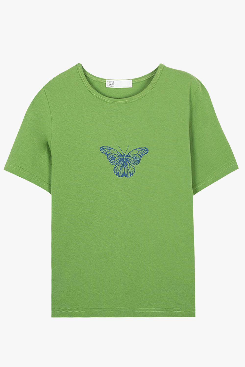Indie Green Butterfly T-Shirt - Aesthetic Clothes Shop