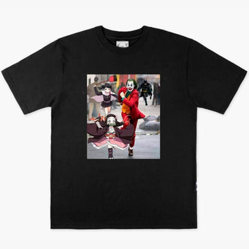 Joker and Nezuko Running Away Anime T-Shirt