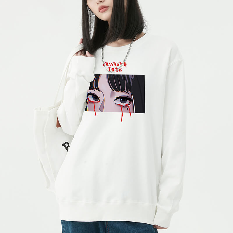 Junji Ito Tomie Bleeding Eyes Sweatshirt Junji Ito Tomie Bleeding Eyes Sweatshirt