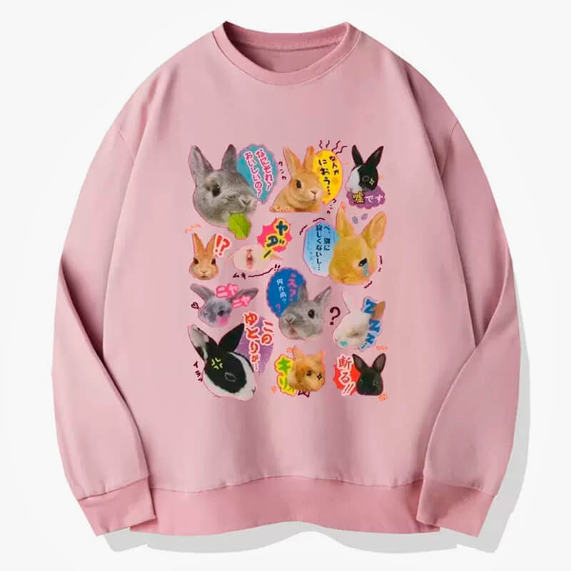 Kawaii Aesthetic Rabbits Collage Sweatshirt Kawaii Aesthetic Rabbits Collage Sweatshirt