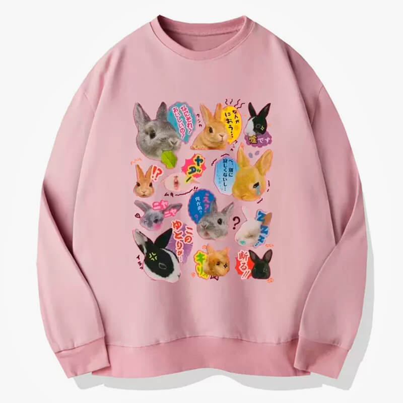 Kawaii Aesthetic Rabbits Collage Sweatshirt