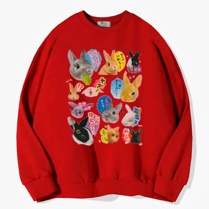 Kawaii Aesthetic Rabbits Collage Sweatshirt Kawaii Aesthetic Rabbits Collage Sweatshirt