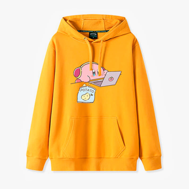 Kawaii Kirby With Laptop and Chips Hoodie Kawaii Kirby With Laptop and Chips Hoodie