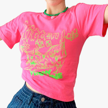 Kitten is a New Vaccine Crop Top - Aesthetic Clothes Shop Kitten is a New Vaccine Crop Top - Aesthetic Clothes Shop