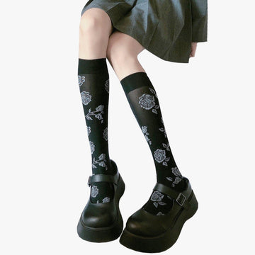 Knee Long Socks Roses Aesthetic - Aesthetic Clothes Shop Knee Long Socks Roses Aesthetic - Aesthetic Clothes Shop