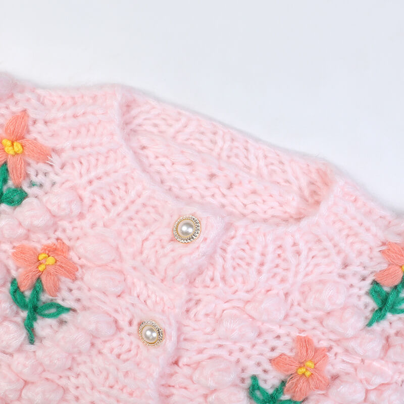 Knit Aesthetic Cardigan Pink Flowers Knit Aesthetic Cardigan Pink Flowers
